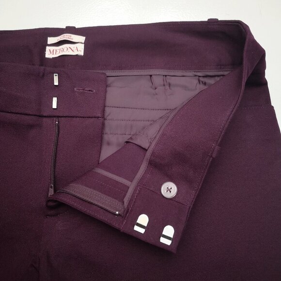 Merona Modern Ladies Size 10 Stretch Burgundy Narrow Legs Pants - Picture 7 of 11